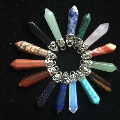 China 2022 New Charm Natural Natural Gemstone Necklace Hexagonal Stone Column Pendant For Necklace For Gift for sale