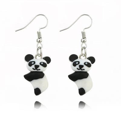 China 2021 Fashion Cute Animal Handmade Jewelry Cute Panda Clay Earrings for sale