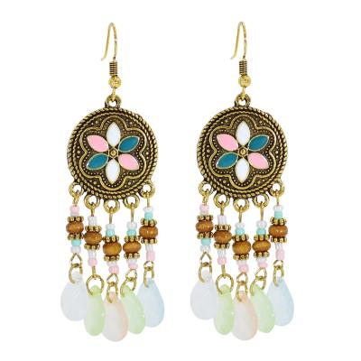 China 2021 Vintage Tibet Nepal Bohemia Minority Ethnicity Drop Earrings Jewelry For Women for sale