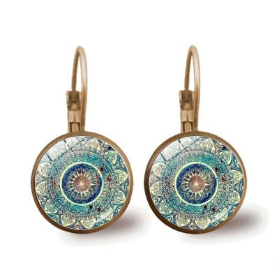 China 2021 Vintage Tibet Nepal Bohemia Flower Drop Earrings For Women Vintage Jewelry Geometric Pattern Round Earings for sale