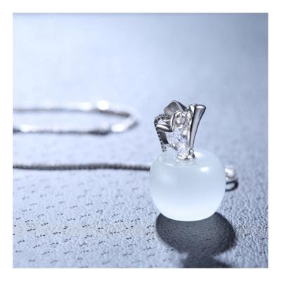 China Apple Shape Translucent Pure Color Dangling Round Cute Apple Metal Small Zircon Accessory Necklace for sale