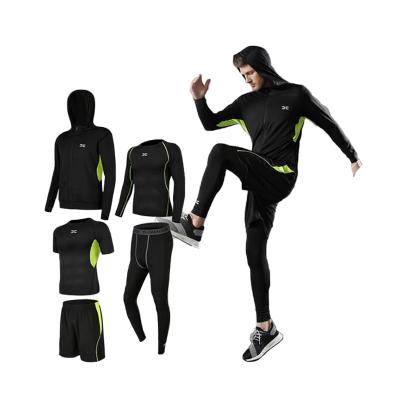 China Breathable 5 Pcs / Set Gym Fitness Tracksuit Joggers Sets Custom Mens Workout Clothing for sale