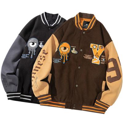 China New Viable American Style Embroidery Baseball Jacket Plus Size Mens College Jacket for sale