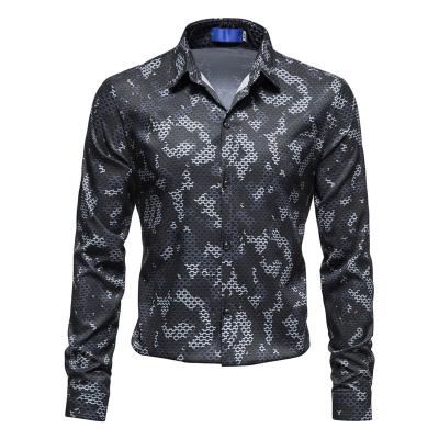 China 2021 New Men's Trend QUICK DRY Long Sleeve Shitry Size European Pride Shirts Print Slim Casual Party Shirt Hawaii Shirts for sale