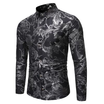 China Special Men's Gold Stand Shirt QUICK DRY Autumn Shirt New Arrival Slim Long Sleeve Casual Leisure High End Custom Collar Men's Shirt for sale