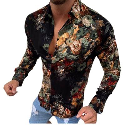 China Autumn New Vintage Hawaiian Vacation QUICK DRY Shirt Printed Long Sleeve Shirt Men Fashion Collar Button Shirts Casual Loose Tops Male for sale