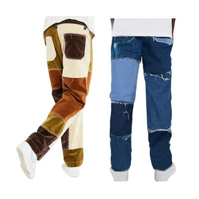 China 2021 Viable New Design Loose Patchwork Washed Jeans Plus Size Men's Jeans for sale