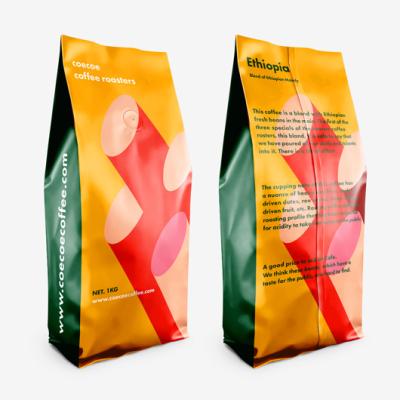 China Moisture Proof Coffee Bags With Valve Wholesale Hot Sale Classic Flat Bottom Coffee Sachet Bag With Zipper Valve Foils Food Grade Coffee Bags for sale