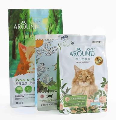 China Moisture Proof Custom Design Printing Flat Bottom 10kg Stand Up Zipper Pet Food Storage Plastic Packaging Bag for sale