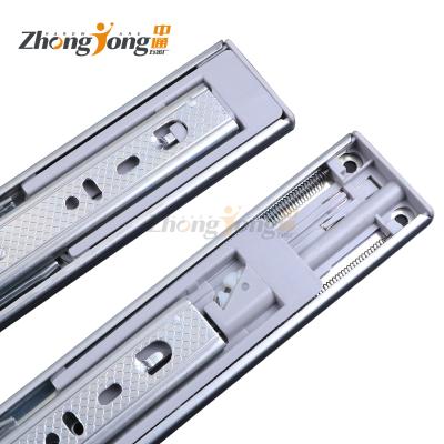 China Drawer Slide Rails 45mm Iron Damping Furniture Cabinet Telescopic Three Channels Slide Runners Hydraulic Drawer Slide Soft Narrow Rails for sale