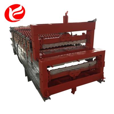 China Hotels Galvanized Metal Roofing Panel Double Layer Corrugated Sheet Roofing Machine for sale