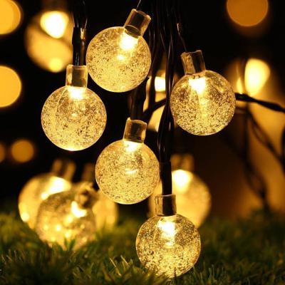 China 1.8cm Diameter Crystal Ball Transparent Solar String Light Environmental Christmas Decoration Led Lights 1.8cm for sale