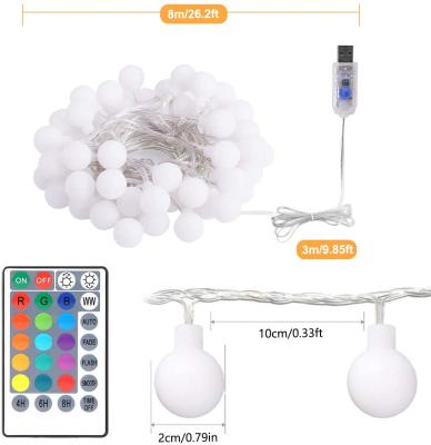 China Waterproof PVC+LED Christmas Decoration Lights USB Powered 5M Fairy 10m Garland Led Ball String Lights for sale