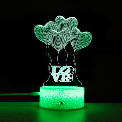 China Modern Romantic Valentine 3D Balloons I Love You Heart Shape LED Night Light for sale