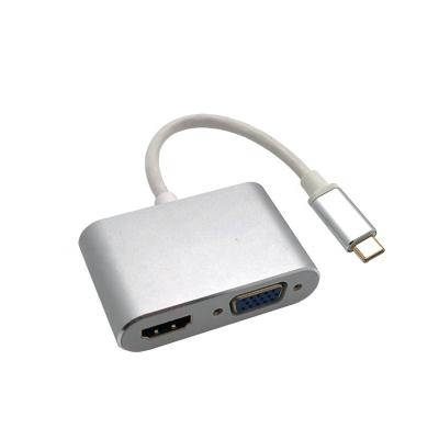 China High Flex / Extend Mode USB-C to HD-MI USB C Male Connector to VGA Converter 2 in 1 Type C Adapter for sale