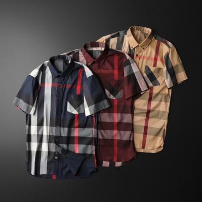 China Anti-pilling Customized Design Casual Yellow Short Sleeve Buttons Shepherd's Check Large Plaid Custom Mens Shirt for sale