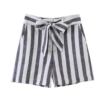 China Factory Wholesale Anti-wrinkle Women's Casual Summer Beach Sport Striped Shorts for sale