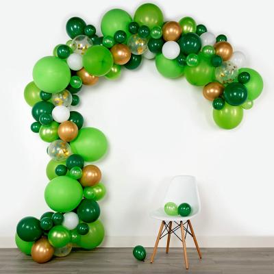 China Party Decoration 100 Pcs Jungle Safari Balloon Arch Kit Green Gold Confetti Balloon For Birthday Party Decoration for sale