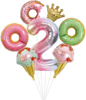 China Latex Donut Balloon Kit Donut Mylar Balloons Cute Donut Theme Birthday Party Decorations Set For Girl for sale