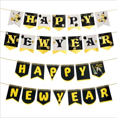 China Party Decoration New Year's Eve Hot Sales HAPPY NEW YEAR Gilt Letters Pull Banner HAPPY NEW YEAR Party Decoration for sale