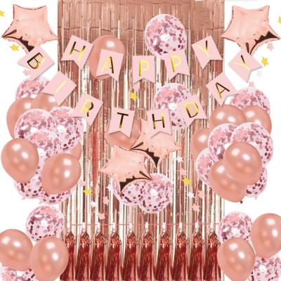 China Rose Gold Birthday Banner Balloons Party Decorations Birthday Decoration Kit for Birthday Party for sale