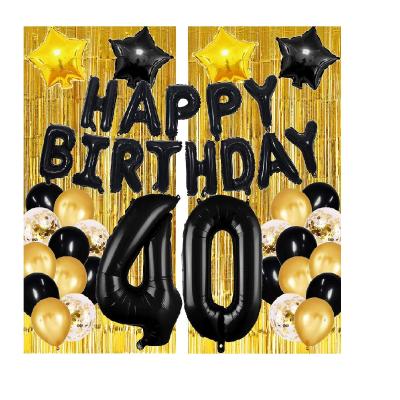 China 40th Birthday Party Decoration Black and Gold Birthday Party Decorations - 40 Piece Birthday Decorations Kit for sale