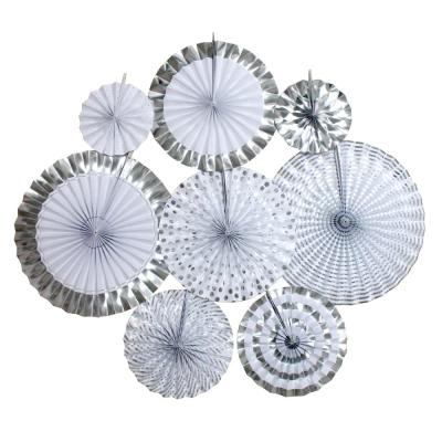 China Hanging Decorations Paper Bachelorette Silver Wedding Party Fans Bridal Shower Party for sale