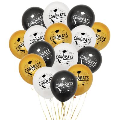 China Hot Selling 12 Inch Graduation Season Latex Balloons Simple Printing For Graduation Party Supplies for sale