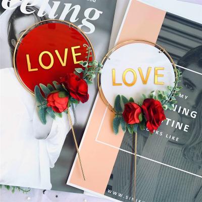 China Valentine's Day Party Decoration Valentine's Day Acrylic Surprising Cake Topper Rose Cake Card Wedding Cake Party Supplies for sale