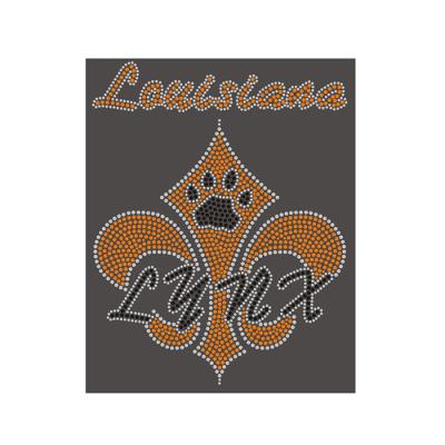 China Flatback Fleur De Lis Louisiana Paw Hotfix Iron On Rhinestone Transfer For T Shirt Custom Designs Wholesale for sale