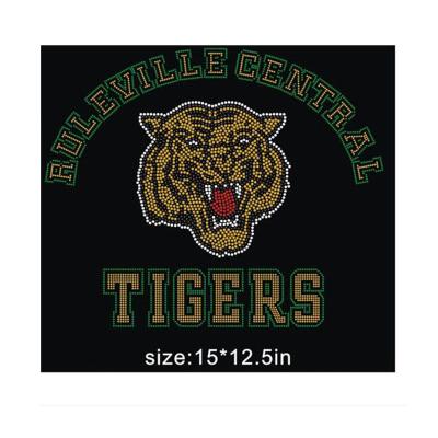 China Ruleville Wholesale Central Tigers Custom Flatback Heat Transfer Rhinestone Transfer Iron On For T Shirt for sale