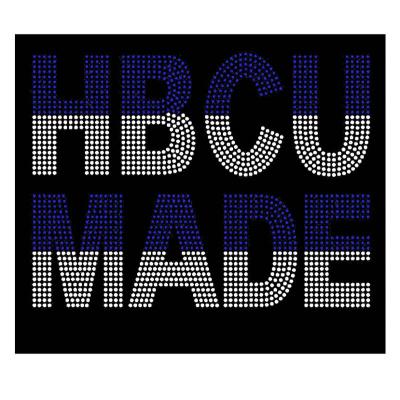 China Flatback designer HBCU royal blue crystal LOGO made rhinestone heat transfer for shirt hoodie for sale