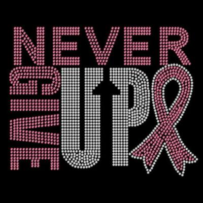 China Flatback Custom Never Give Up On Hope Faith Courage Ribbon Breast Cancer Rhinestone Transfer Iron On for sale