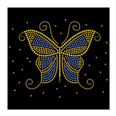 China Flatback Factory Hotfix Strass Butterfly Hotfix Rhinestone Custom Rhinestone Iron On Decal Applique for sale