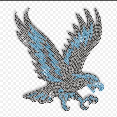 China Eagle Iron Blue and Black Bling Custom Rhinestone Flatback On Transfer for sale