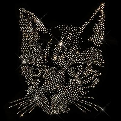 China Custom Flatback Animal Designs Clear Rhinestone Transfer Cat for sale