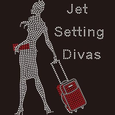 China Flatback CustomizedJet Setting Divas Hand Carry Lady Rhinestone Transfer for sale