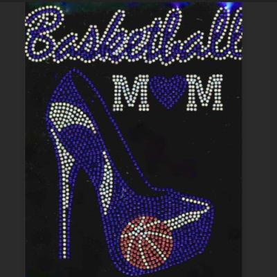 China Blue Flatback Basketball Mum Heel Rhinestone Heat Transfers Design for sale