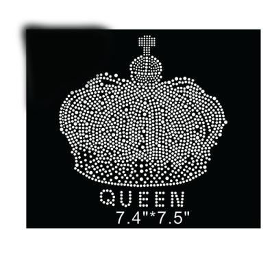 China Factory Hotfix Custom Flatback Queen Stones Pattern Crown Rhinestone Iron On Design For Apparel Wholesale for sale