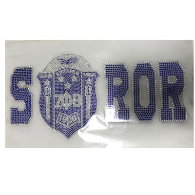 China Custom Hotsale Flatback Bling Zeta Phi Beta Sorority Rhinestone Transfer Designs for shirt hoodie for sale