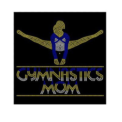 China Custom Mom Sport Flatback Gymnastics Team Gymnast Rhinestone Bling Transfer Hot Fix Iron On For T-Shirt for sale