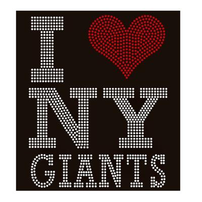 China Super Flatback Factory Wholesale I Love NY Giants Custom Order Rhinestone Transfer Iron On For T Shirt for sale