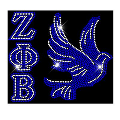 China Wholesale Factory Customized Bird Zeta Phi Beta Sorority Inc Rhinestone Transfer Iron On Flatback Tops For Apparel for sale