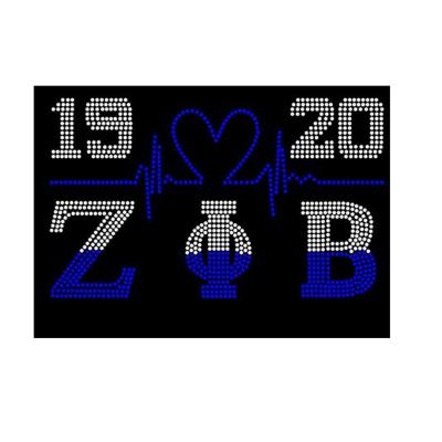 China Wholesale Custom Flatback Zeta Phi Beta 2 Color Heartbeat Rhinestone Caliber Transfer Transfer for sale