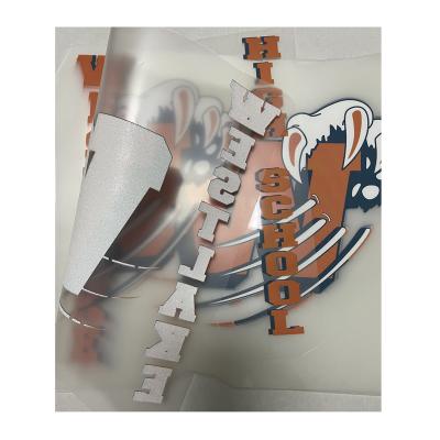 China 3D Raised Wild Custom Logo Heat Transfer Westlake High School Plastisol And Soft Wholesale Hot Sale Iron On Stickers For T Shirt for sale