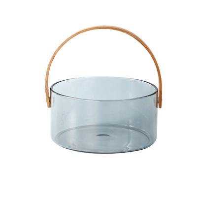 China Lanfengye Simple Nordic Viable Snack Basket Fruit Storage Basket With Wooden Handle Dried Fruit Snack Dish for sale