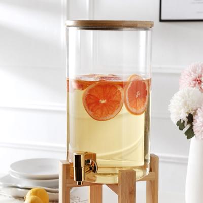 China Lanfengye Glass Water Jug Eco-friendly Sustainable 11 L Glass Water Pitcher Jug With Wooden Lid And Stand for sale