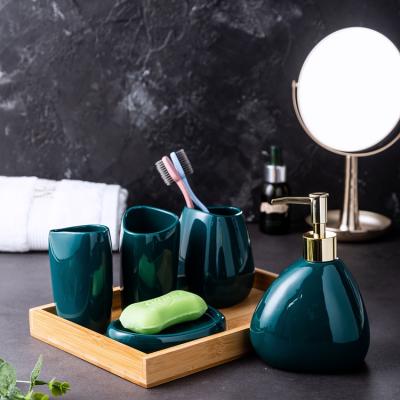 China Lanfengye Sustainable Modern Bathroom Accessories Set Factory Price Bathroom Set Bath Soap Dispenser Toothbrush Holder for sale