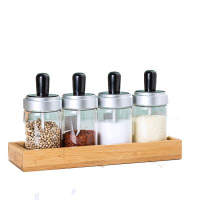 China Lanfengye Kitchen Viable Transparent Spice Jar Wholesale Clear Seasoning Salt Bottle Glass Seasoning Bottle for sale