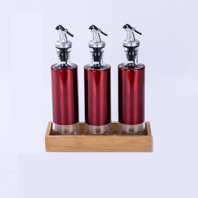 China Lanfengye Kitchen Viable Frying Oil Bottle Set Stainless Steel Spice Jar High Quality Olive Oil Dispenser Set for sale